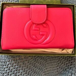 Fashion G Fuchsia Hot Pink Long Wallet Gold Zipper